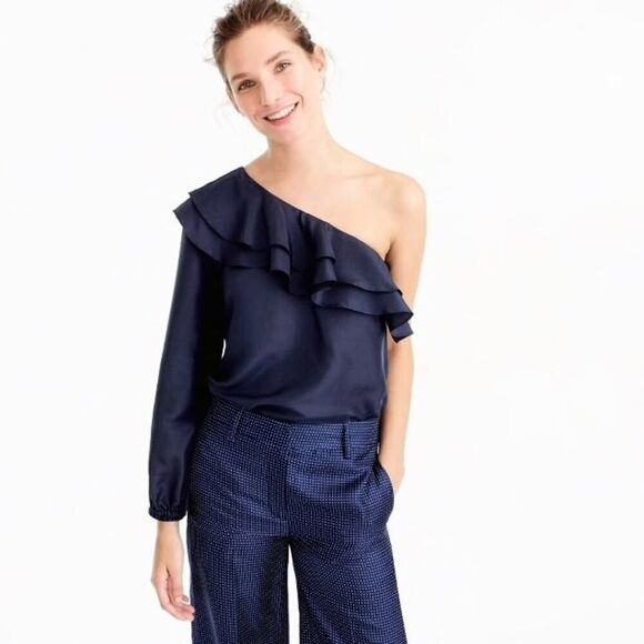 J. Crew | silk one shoulder top - Picture 2 of 4